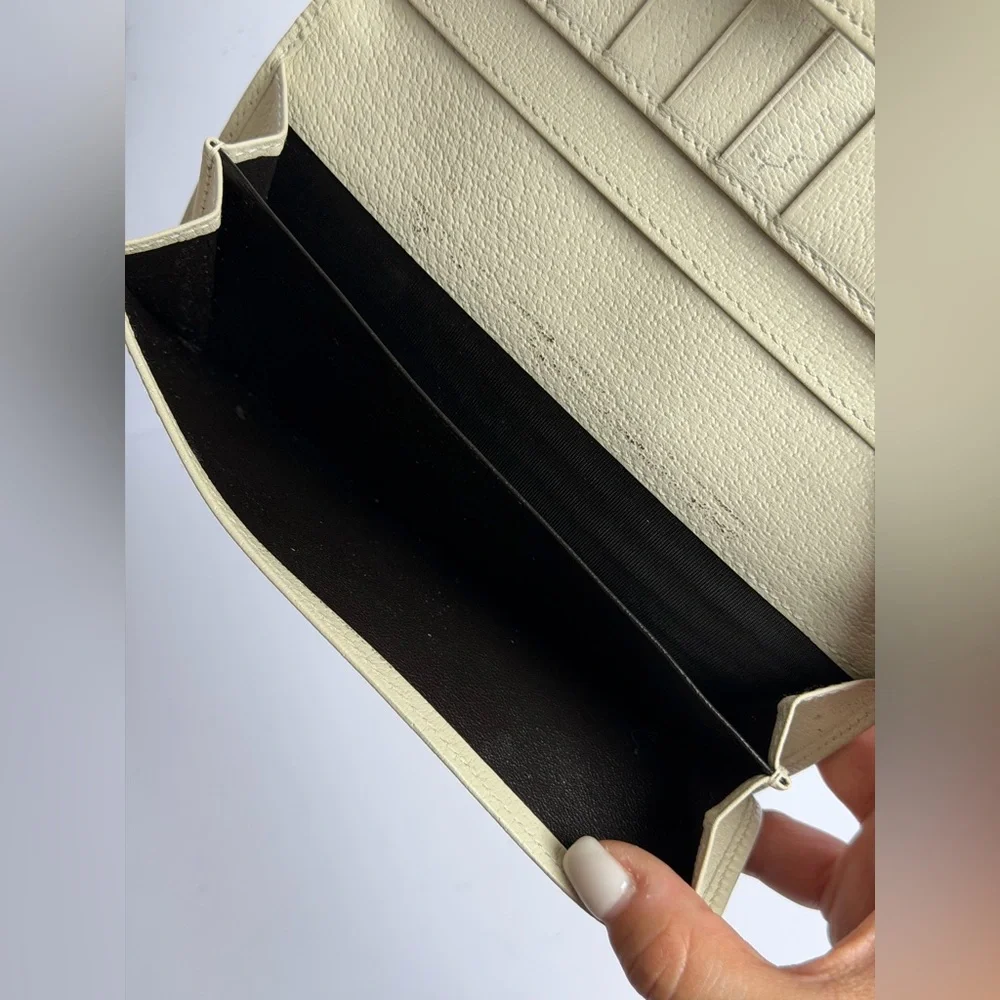 Gucci Soho Studded GG Logo Creamy White Leather Continental Wallet